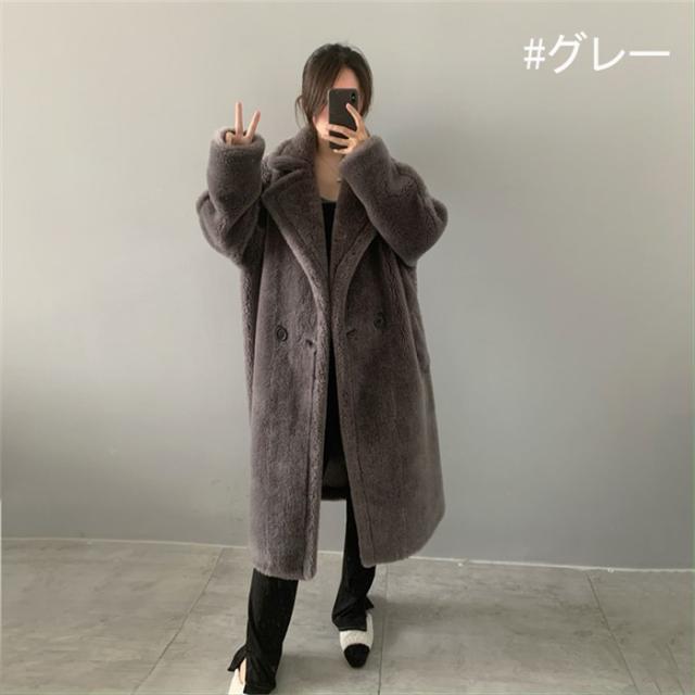 10色 テディベアコート ロングコート レディース アウター ウール テディベア テディコート ロング丈 ボアコート ボア 長袖 ポケット付 もこもこボアビッグ ファーコート きれいめ 秋服 冬服 あったか 暖か 防寒 秋冬 春 秋 冬 ウールコート チェスターコート_9