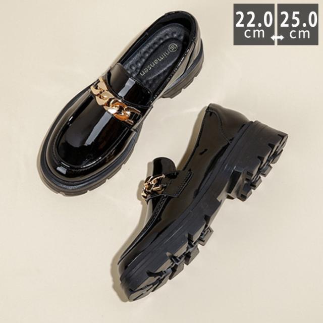 22.0~25.0cm 厚底ローファー レディース ブラック ローファー 厚底