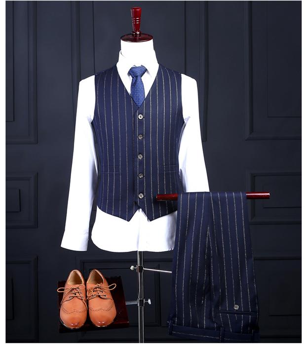 送料無料】【ラメ入り】ダブルブレスト ピンストライプ スリーピース 2