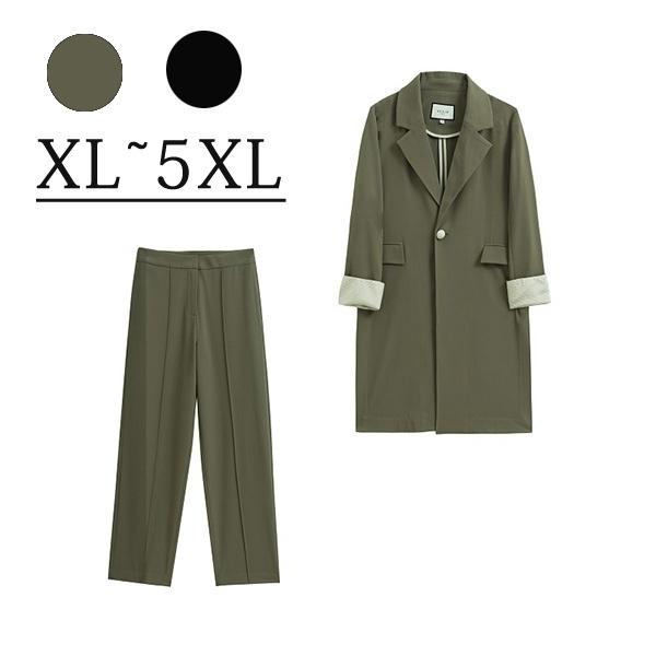 大きいサイズ スーツ パンツスーツ セットアップ レディース ビジネス 春秋コート 面接 フォーマル リクルートスーツ ジャケット パンツ ビジネス 長袖 韓国 卒業式 入学式 通勤 OL 女性 仕事  結婚式 おしゃれ シンプル ブラック グリーンXL/2XL/3XL/4XL/5XL