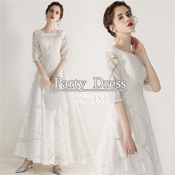 【送料無料】ロングドレス 演奏会 パーティー 大きいサイズ ピアノ 発表会 袖あり Aライン ワンピース 大人 二次会 花嫁 結婚式 母親 ドレス 卒業式 謝恩会 披露宴 成人式 お呼ばれ 20代 30代