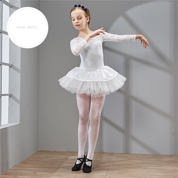 送料無料】白バレエ レオタード 子供ダンス衣装 女の子 子供 キッズ