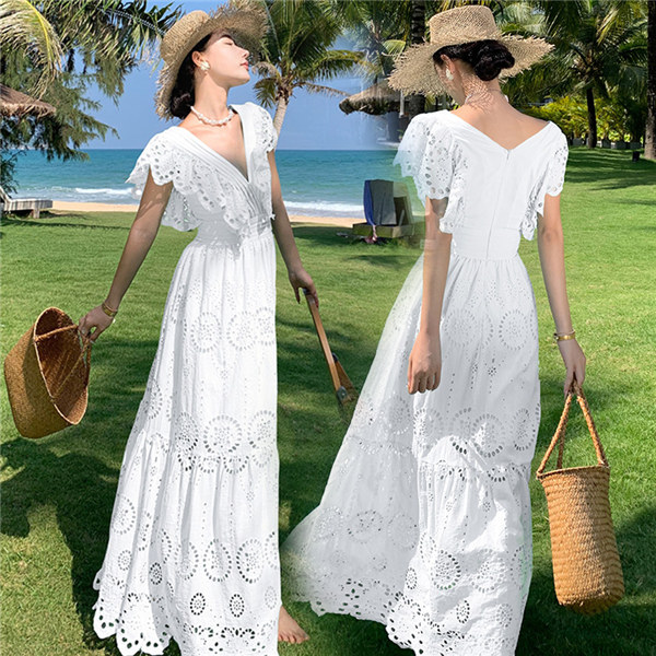 リゾートワンピース レディース サマードレス ワンピース Aライン 可愛い お洒落 無地 ふんわり フェミニン 薄手 ハワイ 沖縄