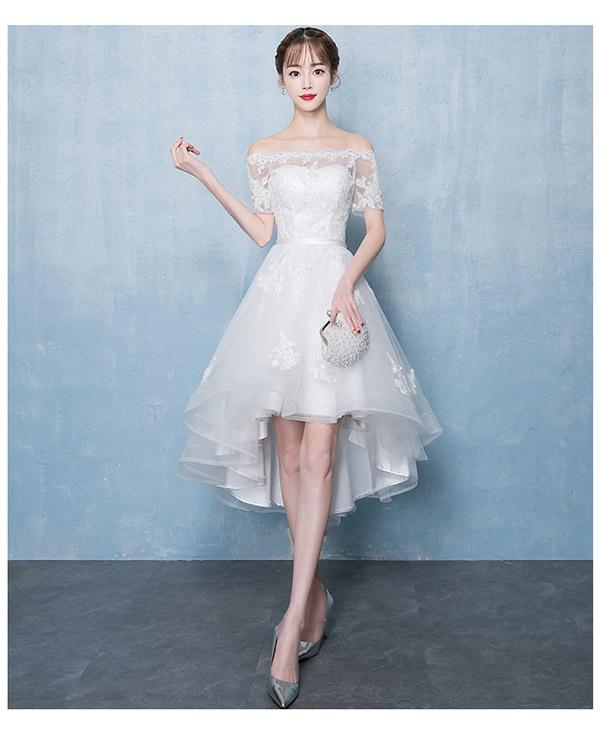 【送料無料】パーティードレス フィッシュテール オフショルダー 袖あり 編み上げ ホワイト グレー シャンパン ピンク 演奏会 ドレス 大人 ピアノ 発表会 シースルー 送料無料】パーティードレス フィッシュテール オフショルダー 袖あり