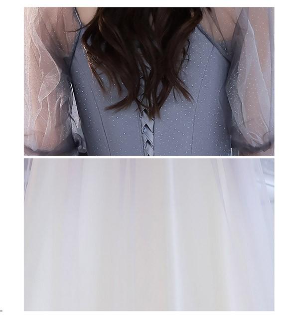 送料無料】パーティードレス ロング丈 演奏会 五分袖 スクエアネック