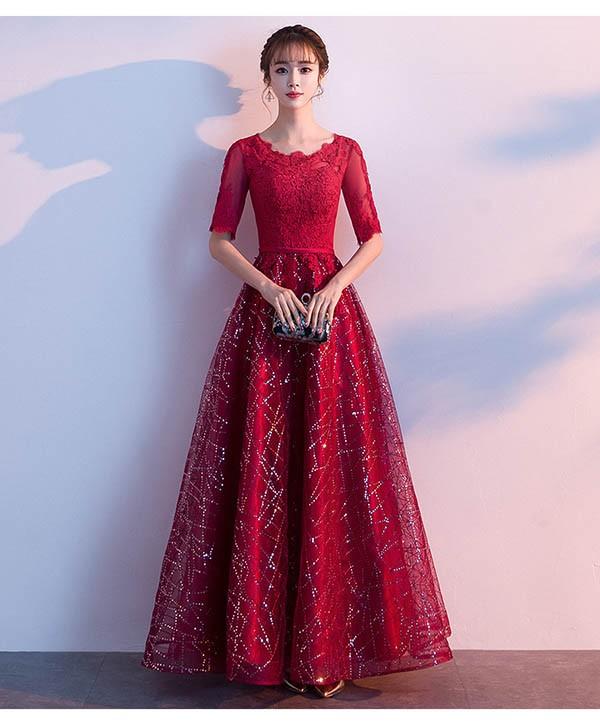 楽天市場】パーティードレス ロング丈 レース 演奏会 ドレス ワイン