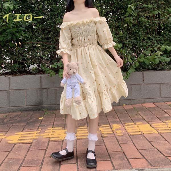 2way ワンピース 大人可愛い 夏ワンピース オフショルダー ワンピース 袖あり 半袖 ミモレ丈 夏ワンピ 可愛い ゴムウエスト Aライン ハイの通販はau Pay マーケット Glory Shop