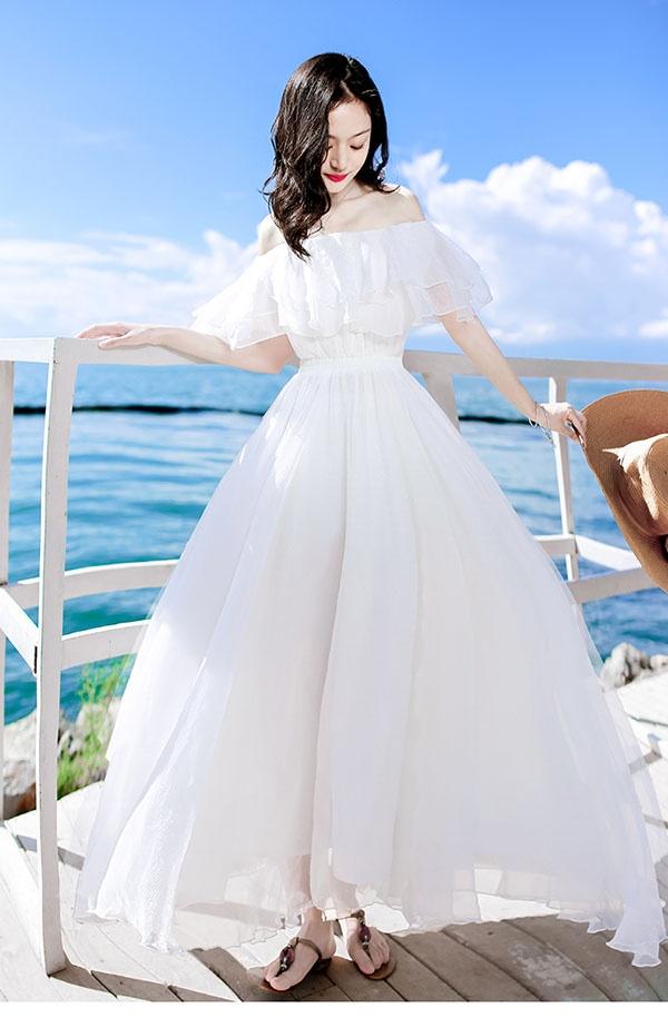 2way 大人可愛い 夏ワンピース オフショルダー ワンピース 白ワンピース ミモレ丈 フリル 夏ワンピ ホワイト 可愛い Aライン レディース の通販はau Pay マーケット Glory Shop