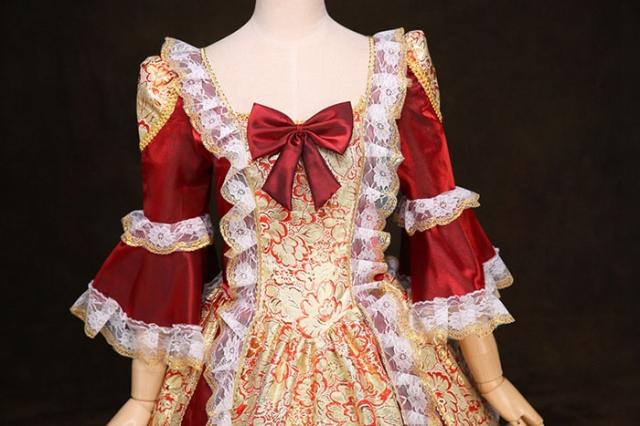 送料無料】宮廷ドレス お嬢様ドレス お姫様ドレス ヨーロッパ風 レッド