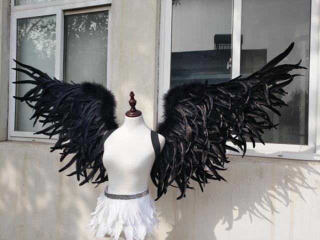 【送料無料】天使の羽 コスプレ道具 羽 翼 wing ウイング ブラック 80cm 堕天使 妖精 悪魔 手作り ファッションショー パーティーグッズ 撮影 cosplay用 コスプレ COSPLAY コスチューム ハロウィン クリスマス_2