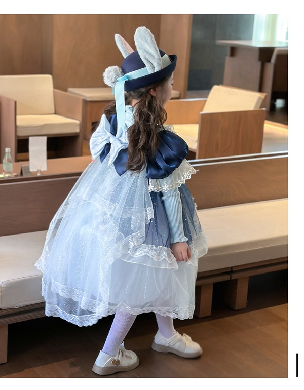 ワンピース ディズニー ズートピア ジュディ・ホップス風 ワンピース 子供 余興 ハロウィン仮装 ズート Judy Hopps風 コスプレ衣装 ウサギの警官服 コスチューム 変身 仮装 変装 文化祭 学園祭_5