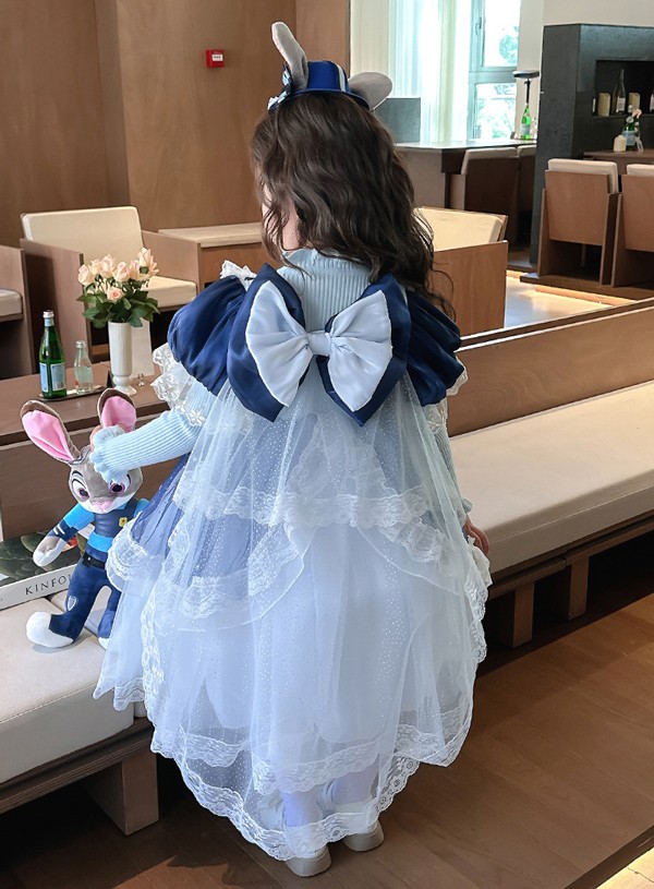 ワンピース ディズニー ズートピア ジュディ・ホップス風 ワンピース 子供 余興 ハロウィン仮装 ズート Judy Hopps風 コスプレ衣装 ウサギの警官服 コスチューム 変身 仮装 変装 文化祭 学園祭_6