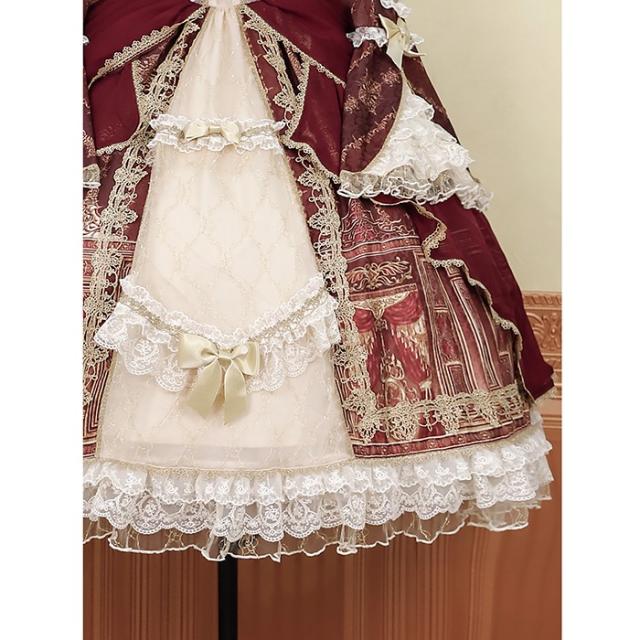 ロリータ 可愛い 萌え萌え リボン ワンピース Lolita ロング丈 レディース コスチューム お嬢様 パーティー 仮装 演出 ステージ 学園祭 文化祭 イベント レッド S M L_12