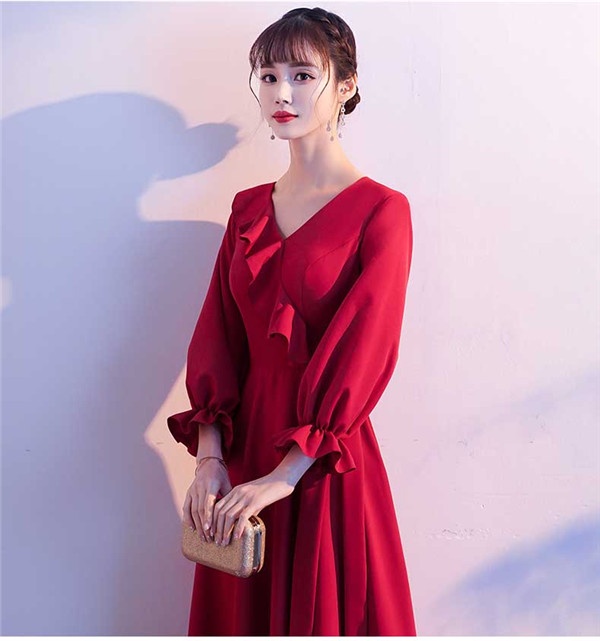 【送料無料】パーティードレス レディース 長袖　カクテルドレス 結婚式 ワンピース フォーマル イブニングドレス お呼ばれ 演奏会 二次会 ピアノ 発表会 披露宴 演奏会 ドレス 大きいサイズ 大人の通販は