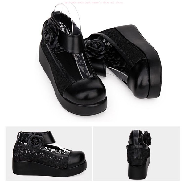【送料無料】レディース ロリータ靴 厚底 大きいサイズ 小さいサイズ 合皮 PU レース かわいい 白 黒 紺 アンクルストラップ バラ 甘ロリ ゴスロリ クラロリ 送料無料】レディース ロリータ靴 厚底 大きいサイズ 小さいサイズ 合