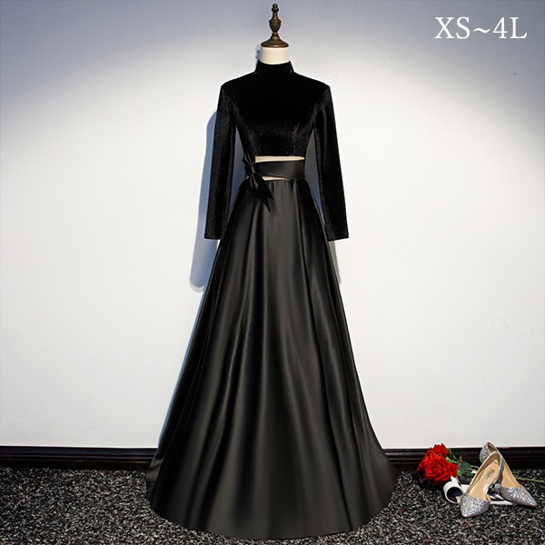 ドレス 大人 ピアノ 発表会 パーテイードレス  ブラックドレス 大きいサイズ 小さいサイズ 演奏会 結婚式 母親 演奏会用ドレス ロング 黒 披露宴 レディース 演奏会ドレス ピアノ発表会 韓国 イブニングドレス パーティードレス Aライン ワンピース da023l9l9zu