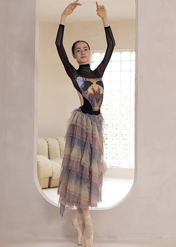 バレエ レオタード 大人 長袖 美ライン シンプル 韓国風 大人用 衣装 花柄 バレエ用品 ballet用品 練習着 演出用 かわいい 春 夏 秋 お洒落 ダンス服 新体操 ウェア コスチューム カラフル 黒 ブラック ブルー S M L 2L_13