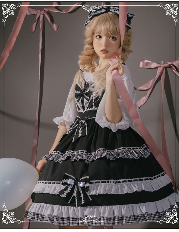 【送料無料】ロリータ jsk ワンピース 可愛い プリンセスドレス お姫様 Lolita ロリータ服 リボン フリル 可愛いコスチューム コスプレ衣装 文化祭_2