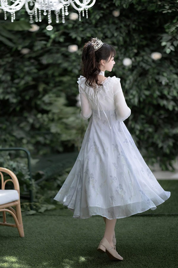 ロリータ ワンピース リボン Aライン Lolita ゆめかわ フリル 可愛い 萌え萌え 友達 姉妹 プレゼント レディース コスチューム 仮装 ハロウィン 学園祭 文化祭  お姫様 ロリータファション パープル_4