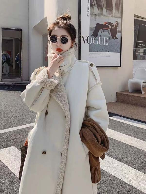 ロングコート アウター 厚手コート フェイクムートンコート レディース