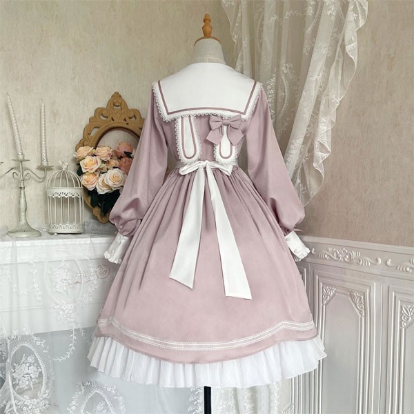 ゴスロリ ロリータ 上下セット メイド服 コスプレ衣装 ロング ショート  Aライン ハイウエストスカート コスチューム リボン パフスリーブ 長袖 袖付き クリスマス ハロウィン 仮装 学園祭 文化祭 シスター 合唱 イベント_9