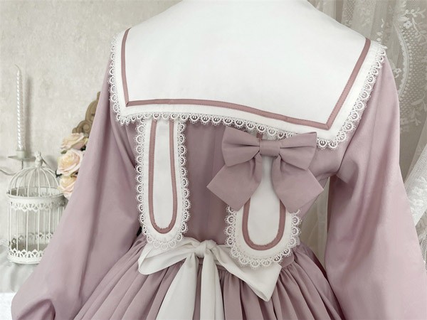 ゴスロリ ロリータ 上下セット メイド服 コスプレ衣装 ロング ショート  Aライン ハイウエストスカート コスチューム リボン パフスリーブ 長袖 袖付き クリスマス ハロウィン 仮装 学園祭 文化祭 シスター 合唱 イベント_11