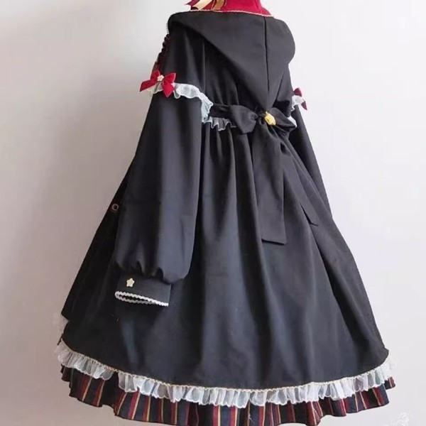 【送料無料】ワンピース ロリータ ハイウエスト 膝丈 学生風 魔法使い レディース ゴスロリ 制服 ロリィタファッション フリル 長袖 暗黒系 ロリータワンピース コスチューム コスプレ 衣装 可愛い 仮装 コスチューム ハロウィン パーティ_10