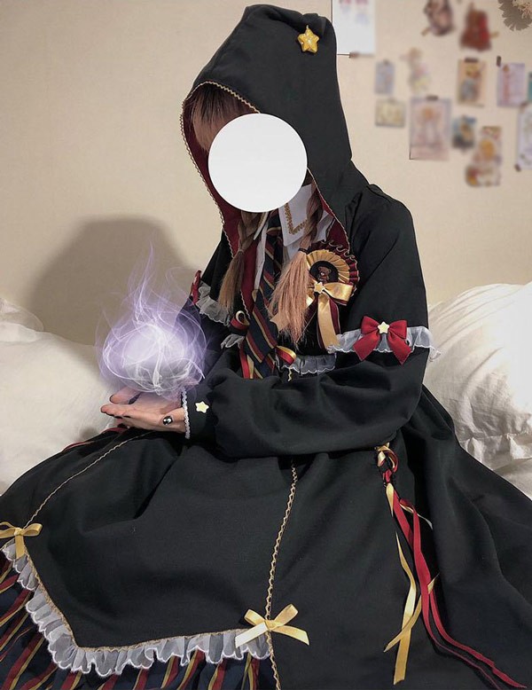【送料無料】ワンピース ロリータ ハイウエスト 膝丈 学生風 魔法使い レディース ゴスロリ 制服 ロリィタファッション フリル 長袖 暗黒系 ロリータワンピース コスチューム コスプレ 衣装 可愛い 仮装 コスチューム ハロウィン パーティ_5