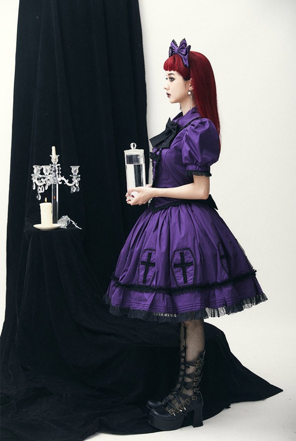 ロリータ スカート ハロウィン セット 魔女風 ウイッチ ゾンビ 膝丈 レディース ゴスロリ ロリータファッション ノースリーブ_13