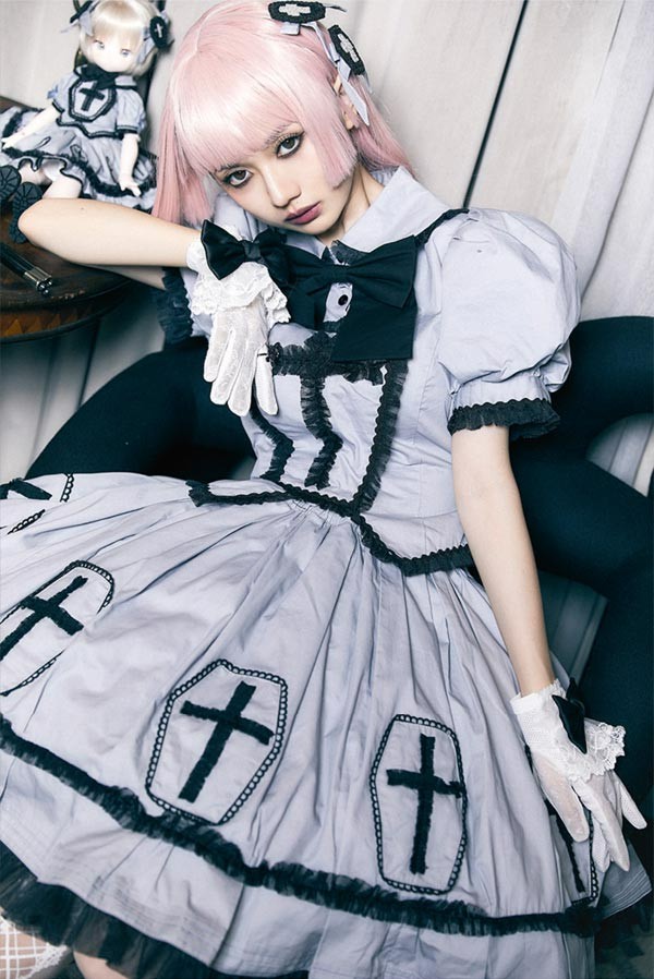 ロリータ スカート ハロウィン セット 魔女風 ウイッチ ゾンビ 膝丈 レディース ゴスロリ ロリータファッション ノースリーブ_1