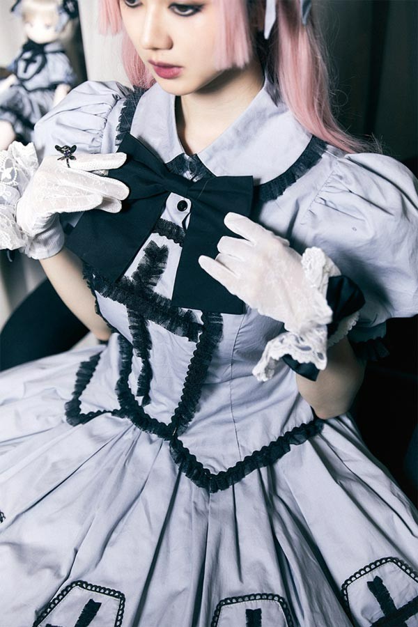 ロリータ スカート ハロウィン セット 魔女風 ウイッチ ゾンビ 膝丈 レディース ゴスロリ ロリータファッション ノースリーブ_4