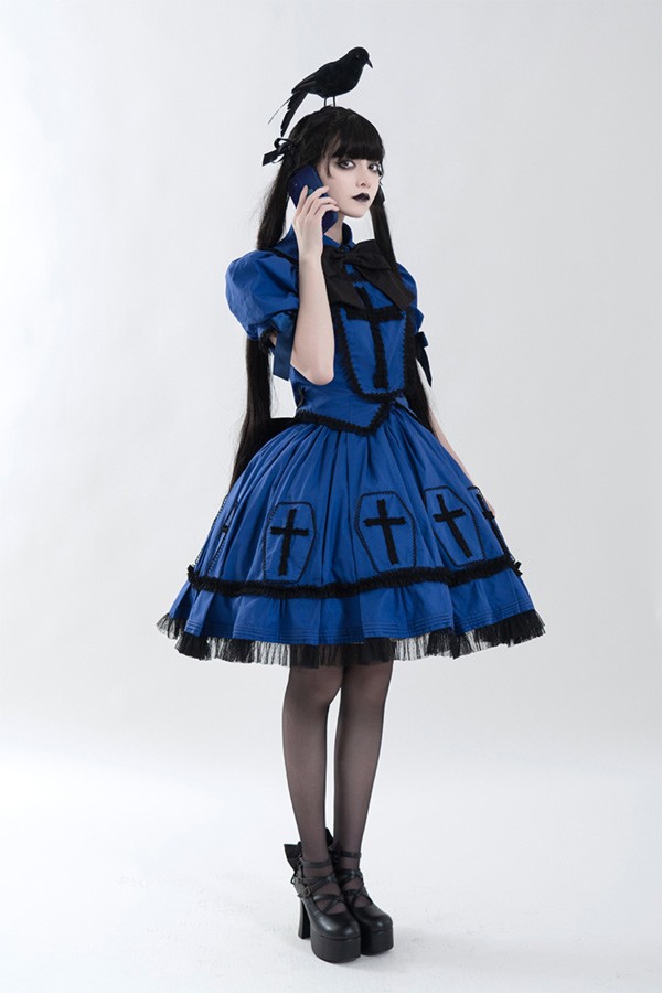 ロリータ スカート ハロウィン セット 魔女風 ウイッチ ゾンビ 膝丈 レディース ゴスロリ ロリータファッション ノースリーブ_7