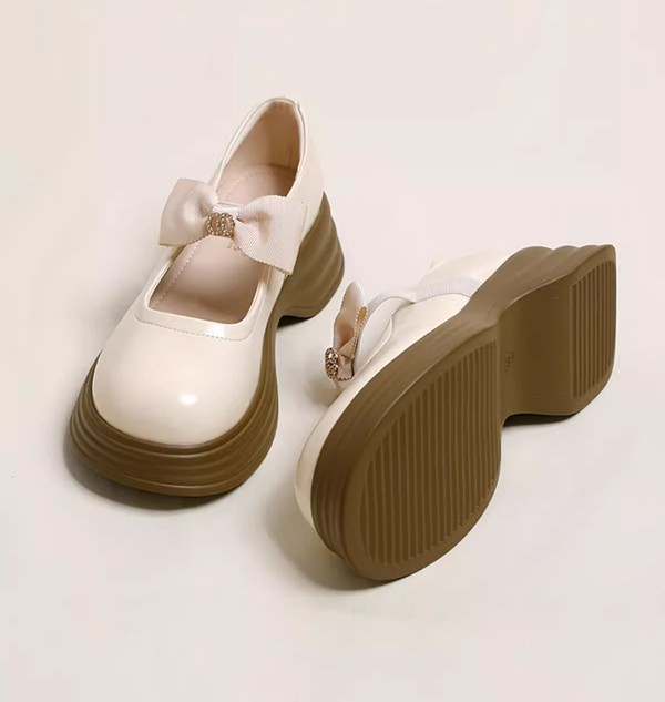 パンプス ヒール4.5cm 太いヒール 柔らかい 厚底 ロリータ ラウンド