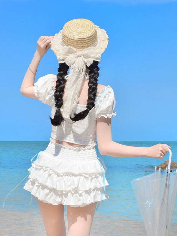 タンキニ水着 ロリータ 服みたいな オフショルダー ホルダーネック