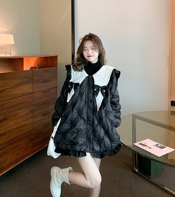 ダウンコート レディース リボン ショート丈 冬服 ダウン ダウンジャケット アウター 冬 かわいい 学生 通勤 女の子 カジュアル オシャレ ロリータ 着痩せ コート 長袖 袖あり 厚手 防寒 寒さ対策 冷え対策 秋冬 ふんわり 柔らかい 軽い着心地 ダウンコート レディース リボン ショート丈 冬服 ダウン ダウン
