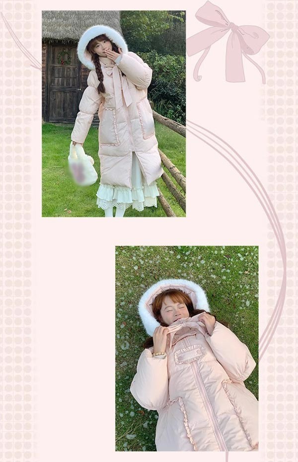 ダウンコート レディース リボン ロング丈 冬服 ダウン ダウン