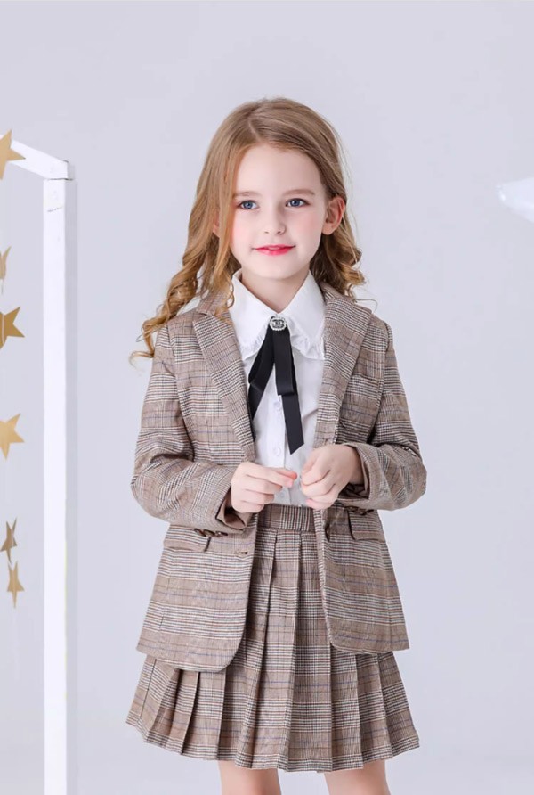 入学式 卒業式 制服 チェック柄 ジャケット 女の子 スーツ セット イギリス風 小学生 中学生 高校生 JK ジュニア 中学 受験 大きいサイズ ゆったりサイズ 韓国風 リボン 卒服 入園祝い ギフト 卒園式 七五三_1