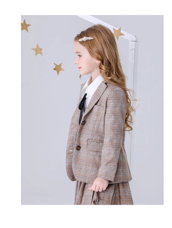 入学式 卒業式 制服 チェック柄 ジャケット 女の子 スーツ セット イギリス風 小学生 中学生 高校生 JK ジュニア 中学 受験 大きいサイズ ゆったりサイズ 韓国風 リボン 卒服 入園祝い ギフト 卒園式 七五三_3