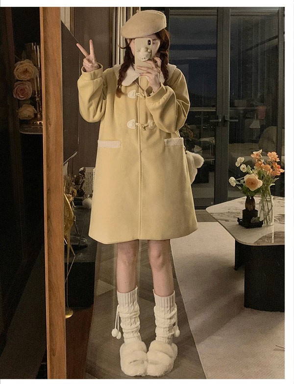 ダッフルコート ステンカラーコート 冬服 レディース ジャケット コート ロリータコート ロリータアウター トップス アウター 裏地コットン入り 学生 通学 通勤 女の子 長袖 袖あり 冬 衣装 ゴスロリ 厚手 防寒 ダッフルコート ステンカラーコート 冬服 レディース ジャケット