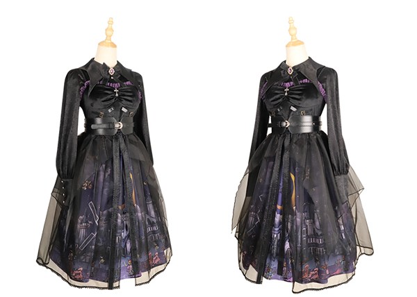 ワンピース ロリータ ハロウィン 魔女風 ウイッチ風 ミモレ丈