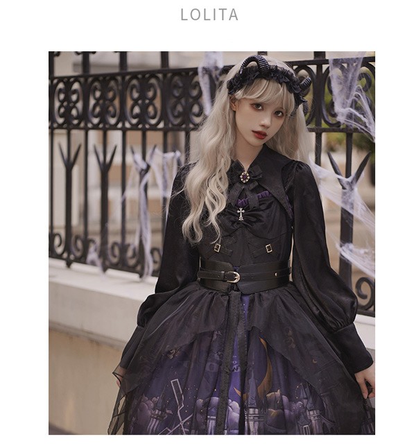 ワンピース ロリータ ハロウィン 魔女風 ウイッチ風 ミモレ丈