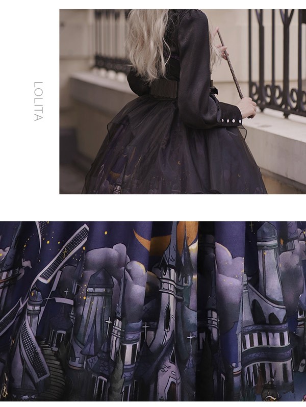 ワンピース ロリータ ハロウィン 魔女風 ウイッチ風 ミモレ丈