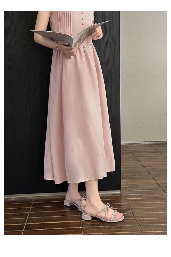 ストラップサンダル キラキラ リボン 夏 華奢サンダル レディース 細