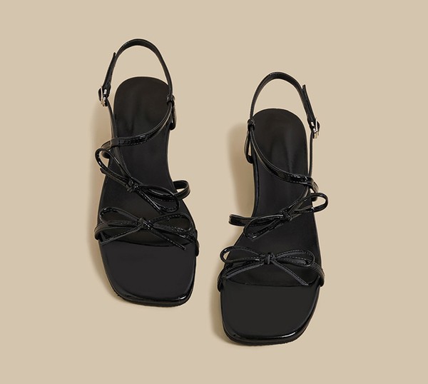 ストラップサンダル リボン 夏 華奢サンダル ローヒール レディース