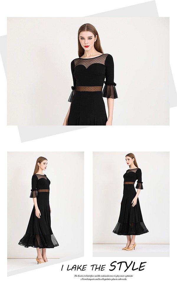 社交ダンス ドレス ロングドレス フリル 半袖 モダンドレス リボン ワインレッド 社交ダンス衣装 モダン スタンダード ワルツ 無地 ダンス衣装 ステージ衣装 パーティー コンクール 練習着 レッスン