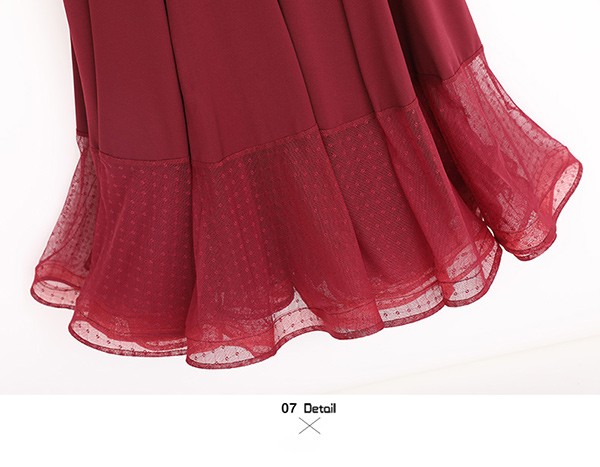 社交ダンス ドレス ロングドレス フリル 半袖 モダンドレス リボン ワインレッド 社交ダンス衣装 モダン スタンダード ワルツ 無地 ダンス衣装 ステージ衣装 パーティー コンクール 練習着 レッスン