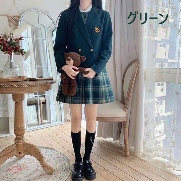 5点セット 入学式 卒業式スーツ 長袖 中学生 高校生 制服 学生制服 女子高生 中高生 女の子 ジュニア チェック柄 レディース お受験 結婚式 発表会 入学 通学 大きいサイズ フォーマルスーツ グリーン ベージュ dx011m5m5x7_2