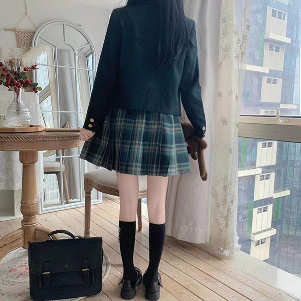 5点セット 入学式 卒業式スーツ 長袖 中学生 高校生 制服 学生制服 女子高生 中高生 女の子 ジュニア チェック柄 レディース お受験 結婚式 発表会 入学 通学 大きいサイズ フォーマルスーツ グリーン ベージュ dx011m5m5x7_4