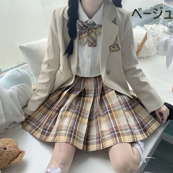 5点セット 入学式 卒業式スーツ 長袖 中学生 高校生 制服 学生制服 女子高生 中高生 女の子 ジュニア チェック柄 レディース お受験 結婚式 発表会 入学 通学 大きいサイズ フォーマルスーツ グリーン ベージュ dx011m5m5x7_7