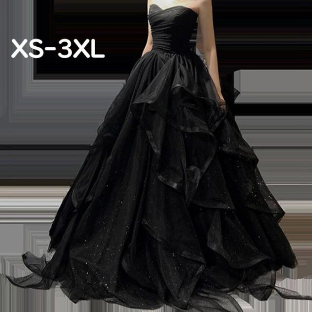 ドレス レディース ロング丈 ピアノ 発表会 パーティードレス チューブトップドレス 結婚式  肩出し 袖なし イブニングドレス フォーマル  編み上げ きれいめ エレガント お呼ばれ 二次会 披露宴 演奏会 忘年会